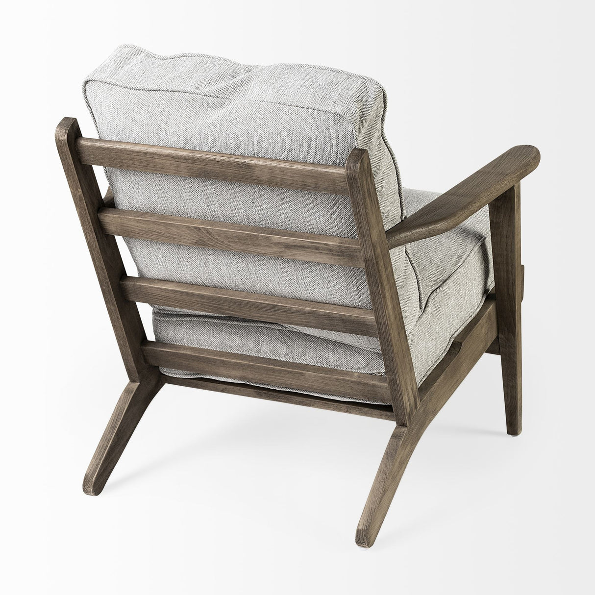 31" Light Gray and Brown Fabric Lounge Chair