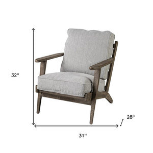 31" Light Gray and Brown Fabric Lounge Chair