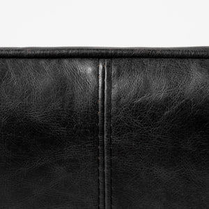 34" Black and Brass Top Grain Leather Distressed Slipper Chair