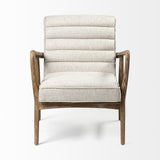 28" Cream and Brown Fabric Lounge Chair