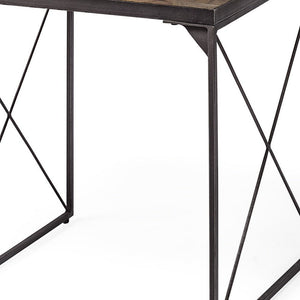 23" Brown Solid Wood Square End Table