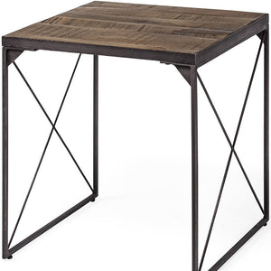 23" Brown Solid Wood Square End Table