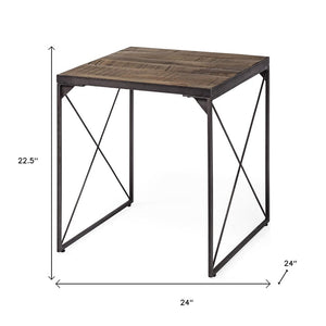 23" Brown Solid Wood Square End Table