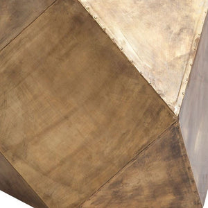 19" Brass Distressed Brass Square Block End Table