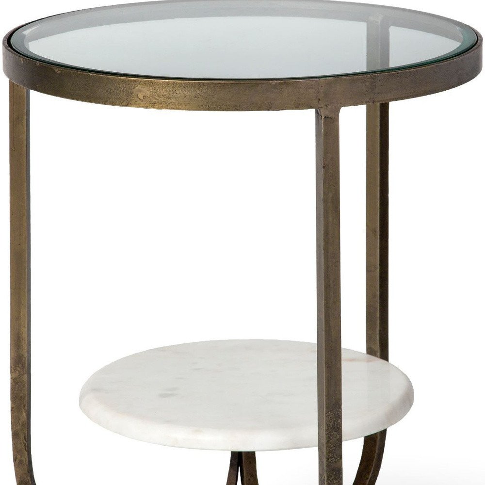 24" White Glass Round End Table