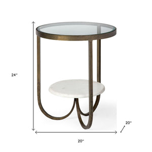 24" White Glass Round End Table