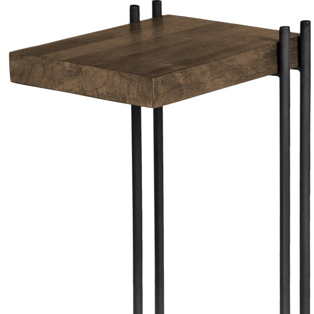 27" Brown Solid Wood Square End Table