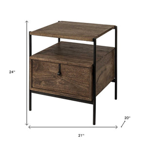 24" Brown Solid Wood Square End Table