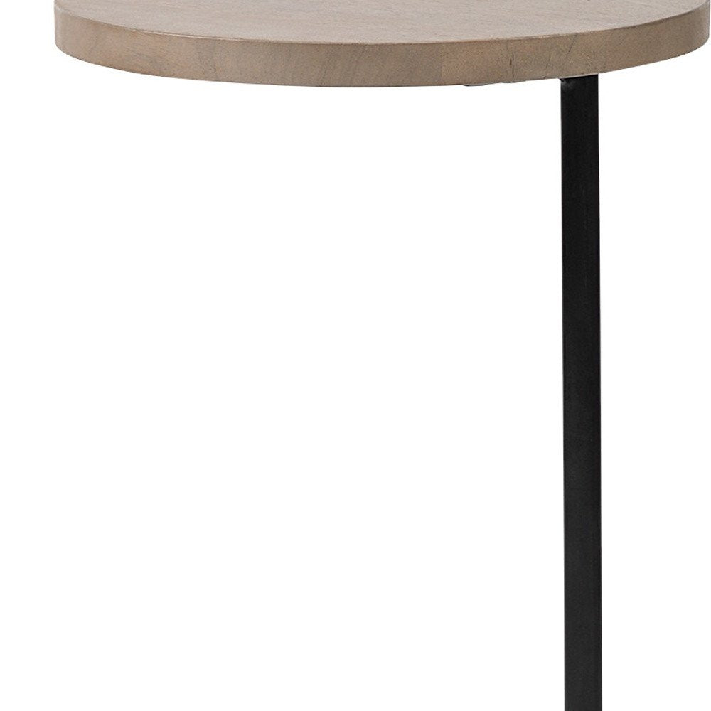 15" Natural and Black Solid Wood and Metal