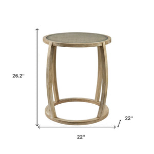 26" Brown And Clear Glass Round End Table
