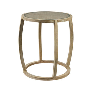 26" Brown And Clear Glass Round End Table