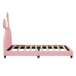 Upholstered Leather Platform Bed With Rabbit Ornament by Couch.com