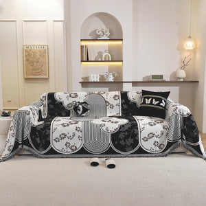 Modern Retro Sofa Throw - Decorative, Washable Chenille Blanket & Couch Protector