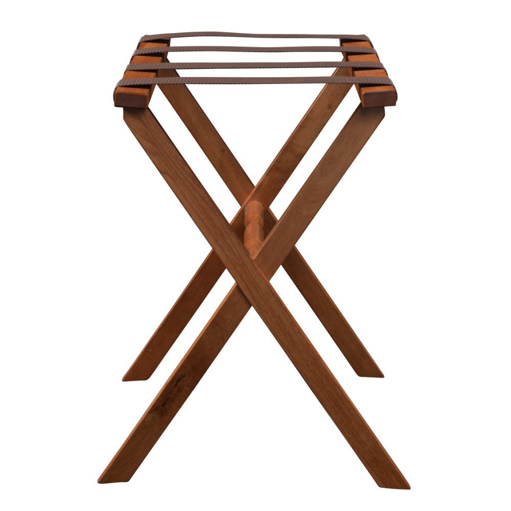 Hotel Light Walnut Folding Luggage Rack With Four Straps
