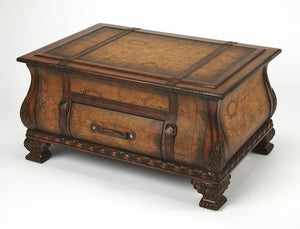 38" Brown Wood Coffee Table With Drawer