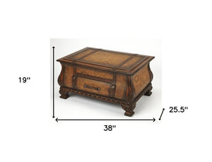38" Brown Wood Coffee Table With Drawer