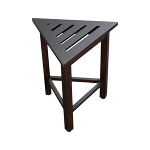 17" Dark Brown Teak Corner Shower Bench