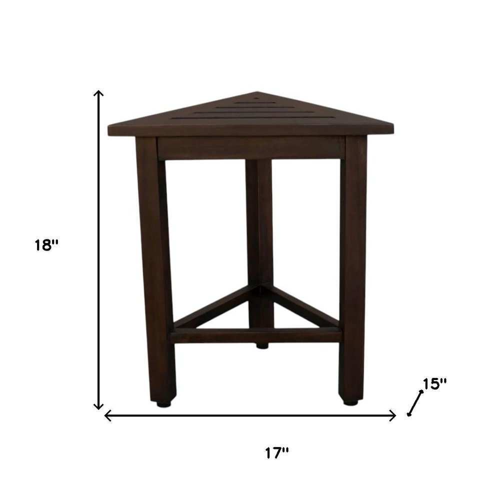 17" Dark Brown Teak Corner Shower Bench