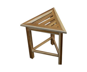 15" Brown Teak Corner Shower Bench