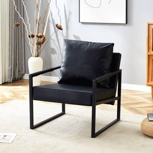Classic Leather and Metal Frame Sofa