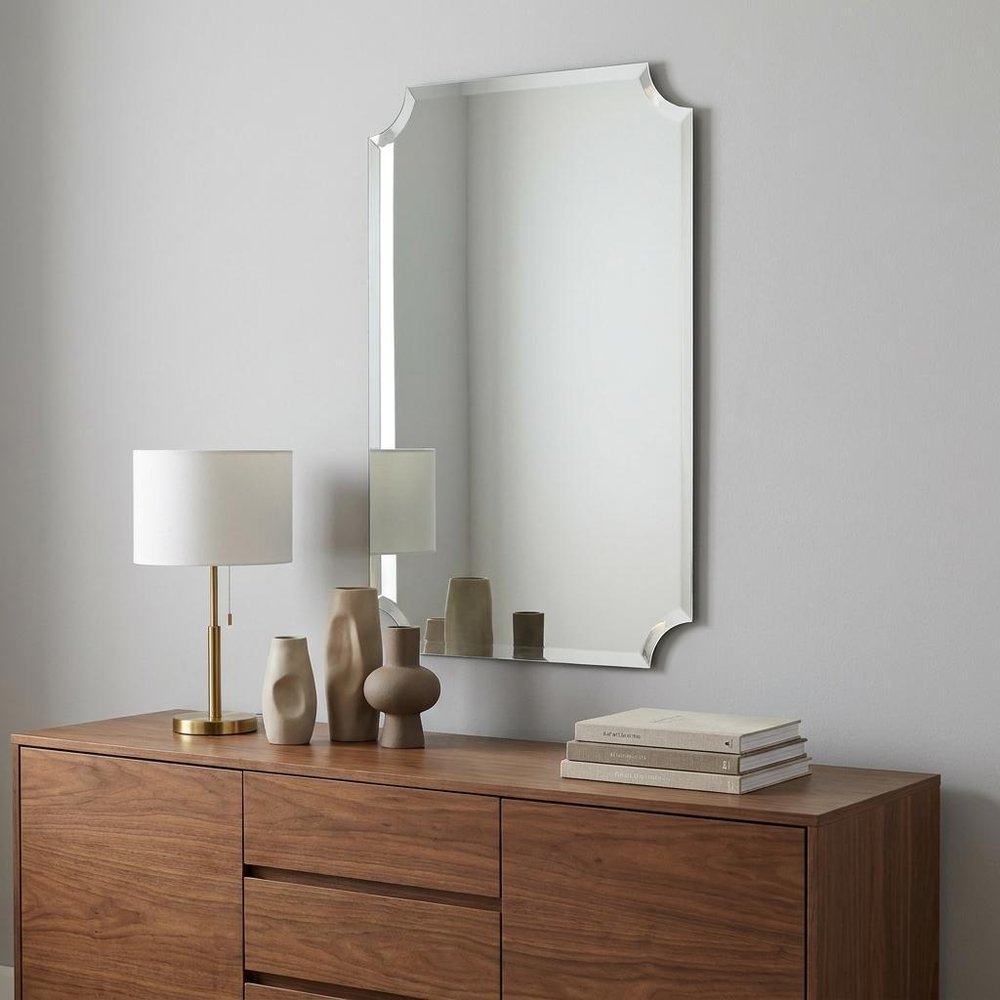 36" Rectangle With Scalloped Corner Unframed Accent Mirror