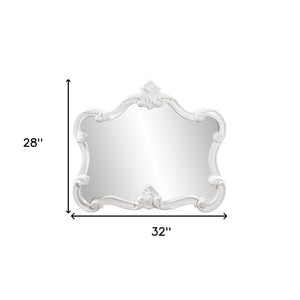 28" White Baroque Framed Accent Mirror