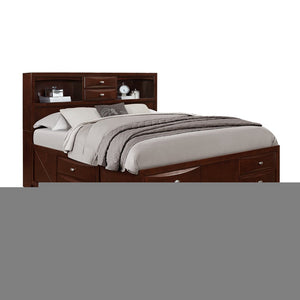 Merlot Solid Wood King Bed Frame With Eight Drawers