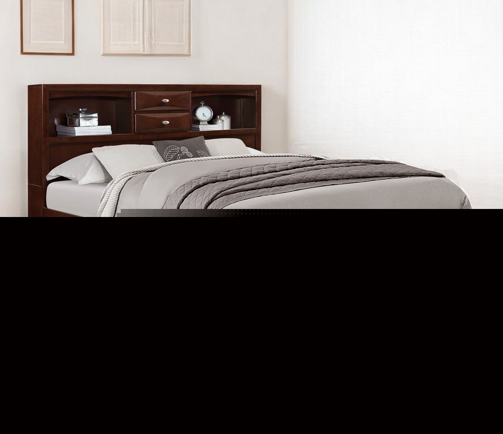 Merlot Solid Wood King Bed Frame With Eight Drawers