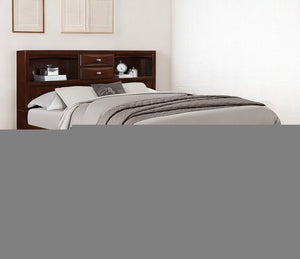 Merlot Solid Wood King Bed Frame With Eight Drawers