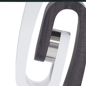 23" White Gray And Clear Glass and Wood Square Pedestal End Table