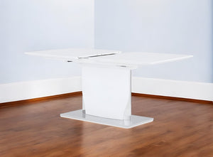 63" White Solid Wood Butterfly Leaf Pedestal Base Dining Table