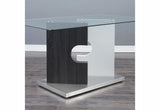 36" Clear And Gray Glass And Stainless Steel Double Pedestal Base Dining Table