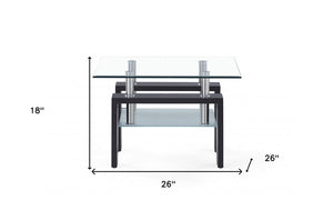 18" Dark Walnut And Clear Glass End Table