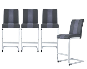 Set of Four 26" Gray and Silver Metal and Faux Leather Counter Height Bar Chairs