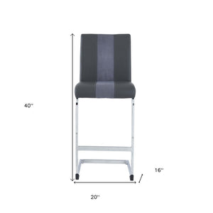 Set of Four 26" Gray and Silver Metal and Faux Leather Counter Height Bar Chairs
