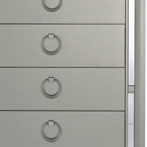 33" Silver Solid Wood Mirrored Five Drawer Dresser
