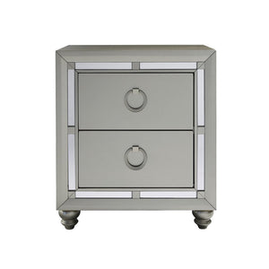 28" Solid and Manufactured Wood And Mirrored Glass Nightstand