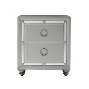 28" Solid and Manufactured Wood And Mirrored Glass Nightstand
