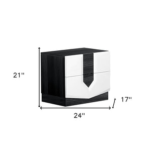 21" Gray Wood Two Drawer Nightstand