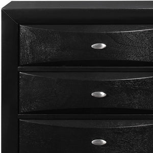 41" Black Solid Wood Five Drawer Dresser