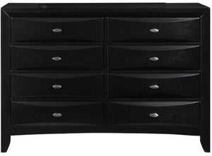 59" Black Solid Wood Eight Drawer Double Dresser