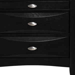 25" Black Wood Three Drawer Nightstand