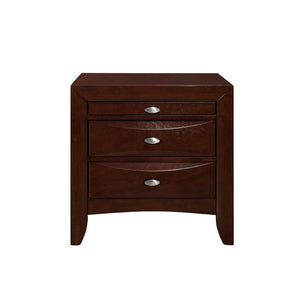 25" Merlot Wood Three Drawer Nightstand