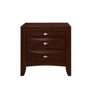 25" Merlot Wood Three Drawer Nightstand