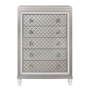37" Champagne Solid Wood Mirrored Five Drawer Dresser