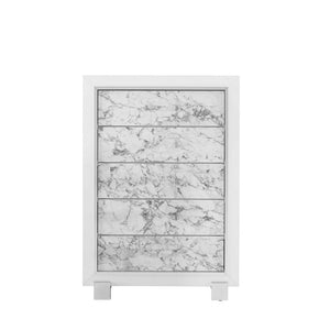 33" White Solid Wood Five Drawer Dresser