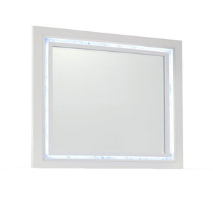 41" White Faux Marble Wood Lighted Mounted Accent Mirror