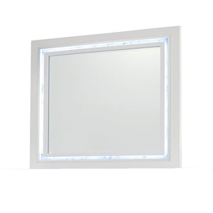 41" White Faux Marble Wood Lighted Mounted Accent Mirror