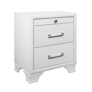 27" White Wood Two Drawer Nightstand