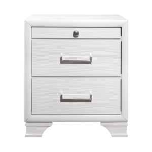 27" White Wood Two Drawer Nightstand